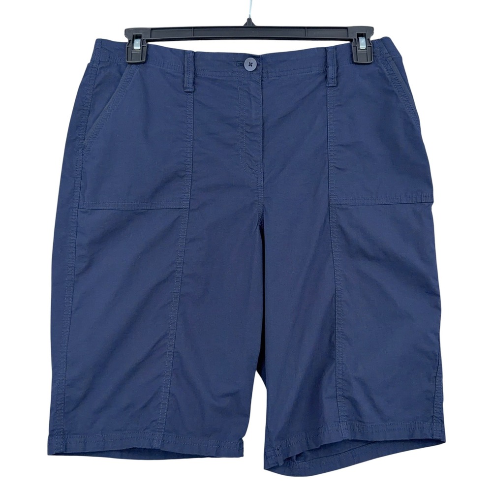 Chico's Bermuda Shorts Women 1 US 8 Cotton Spandex Navy Blue